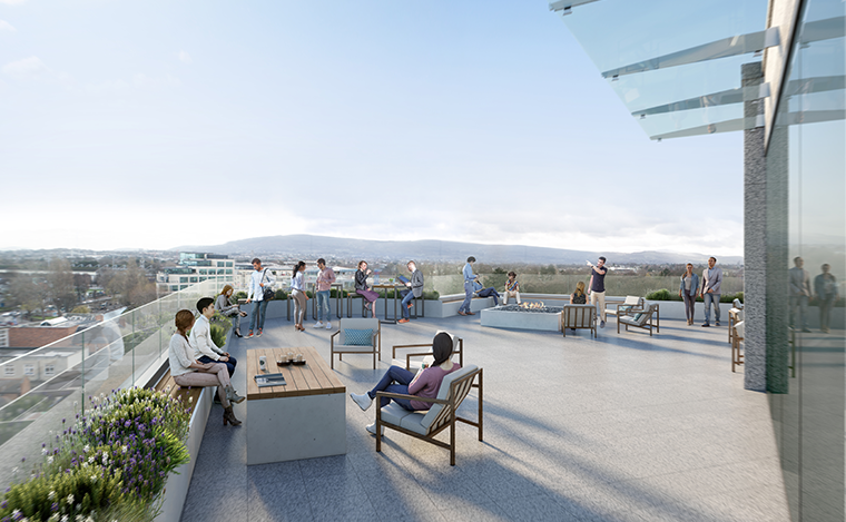 Spectacular views from the south-facing roof terrace at 35 Shelbourne Road